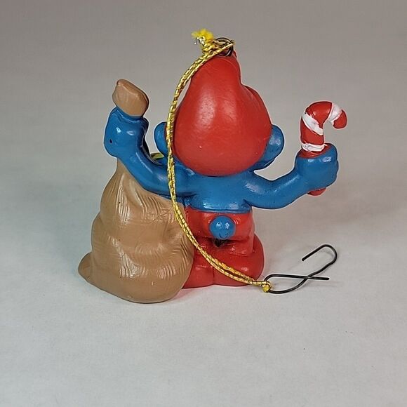 1981 Papa Smurf w/Toy Sack - Ornament - Rare! - Vintage -Gold Cord Peyo Schleich - Picture 4 of 6
